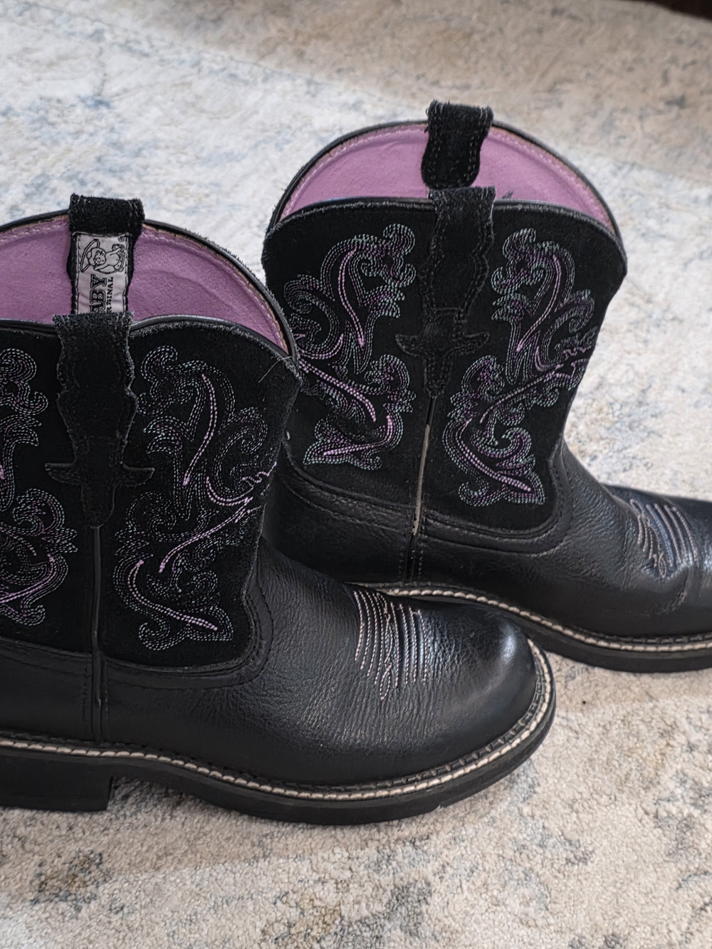 Ariat Black Boots with Pink Interior